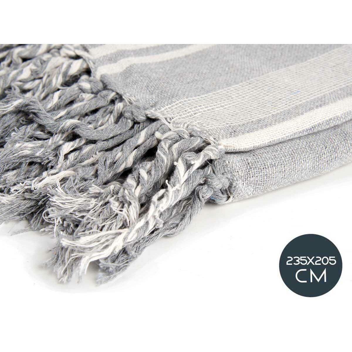 Multipurpose throw Gift Decor White Grey 235 x 205 cm Stripes (8 Units)
